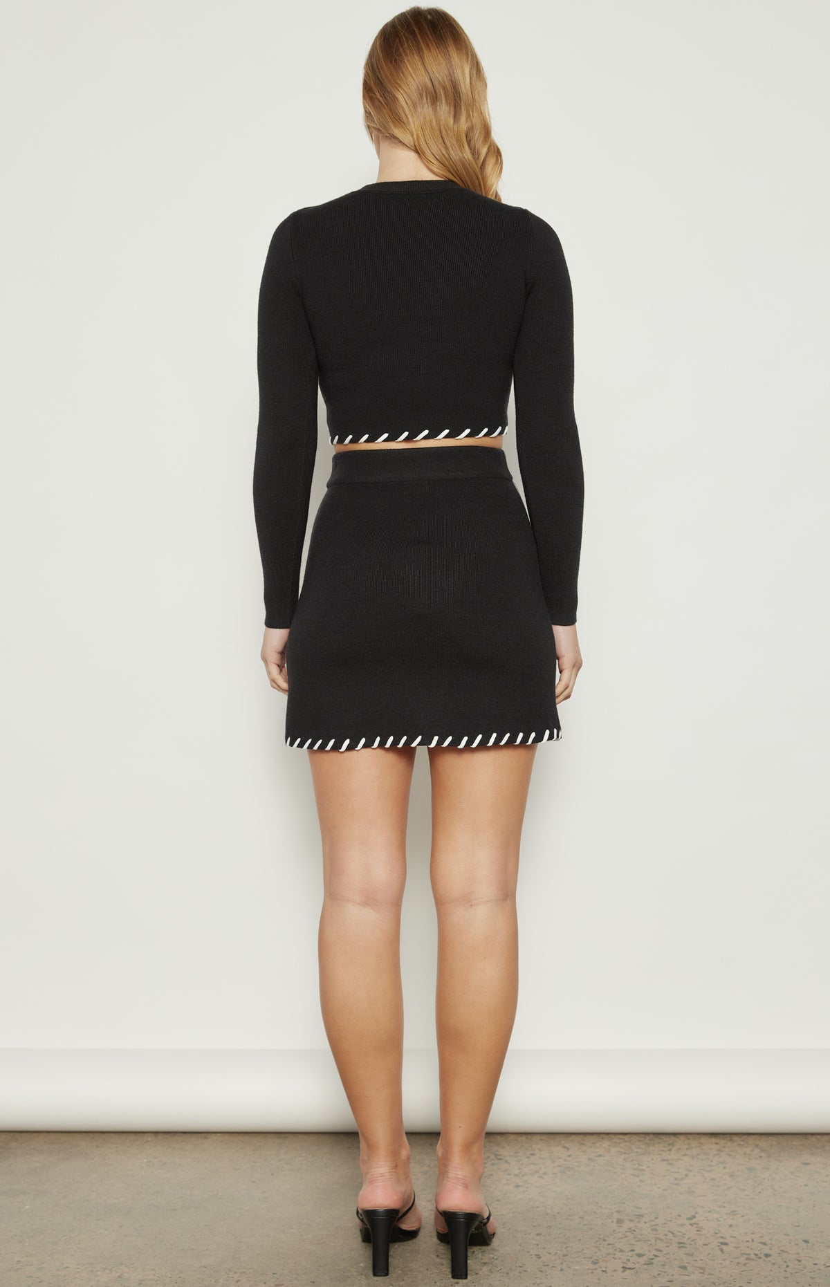 Kellie Cropped Top & Mini Skirt Knit Set