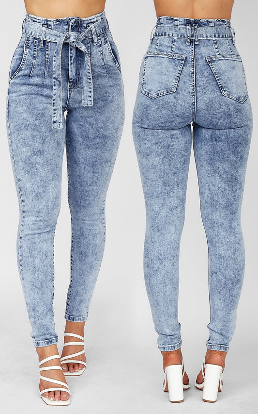 High Rise Tie-Waist Jeans