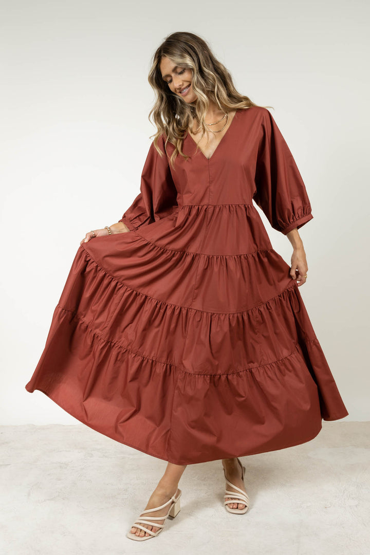 Balloon Sleeve Poplin Dress