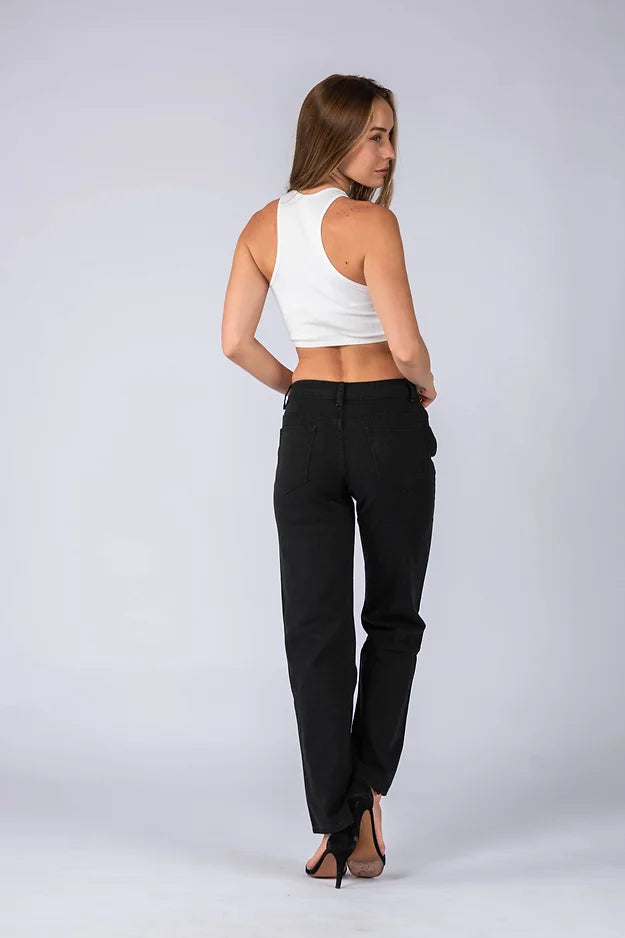 Mid-Rise Straight Leg Jeans