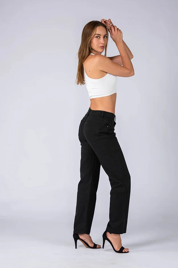 Mid-Rise Straight Leg Jeans