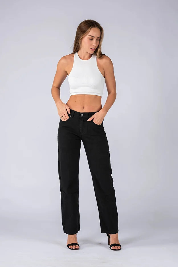 Mid-Rise Straight Leg Jeans