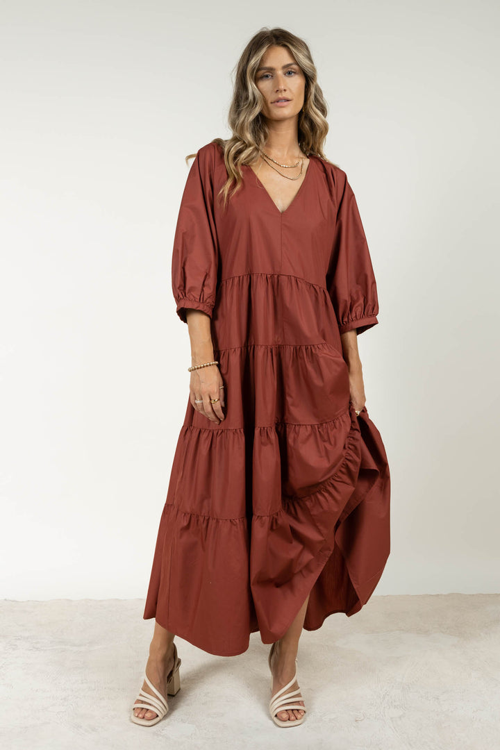 Balloon Sleeve Poplin Dress