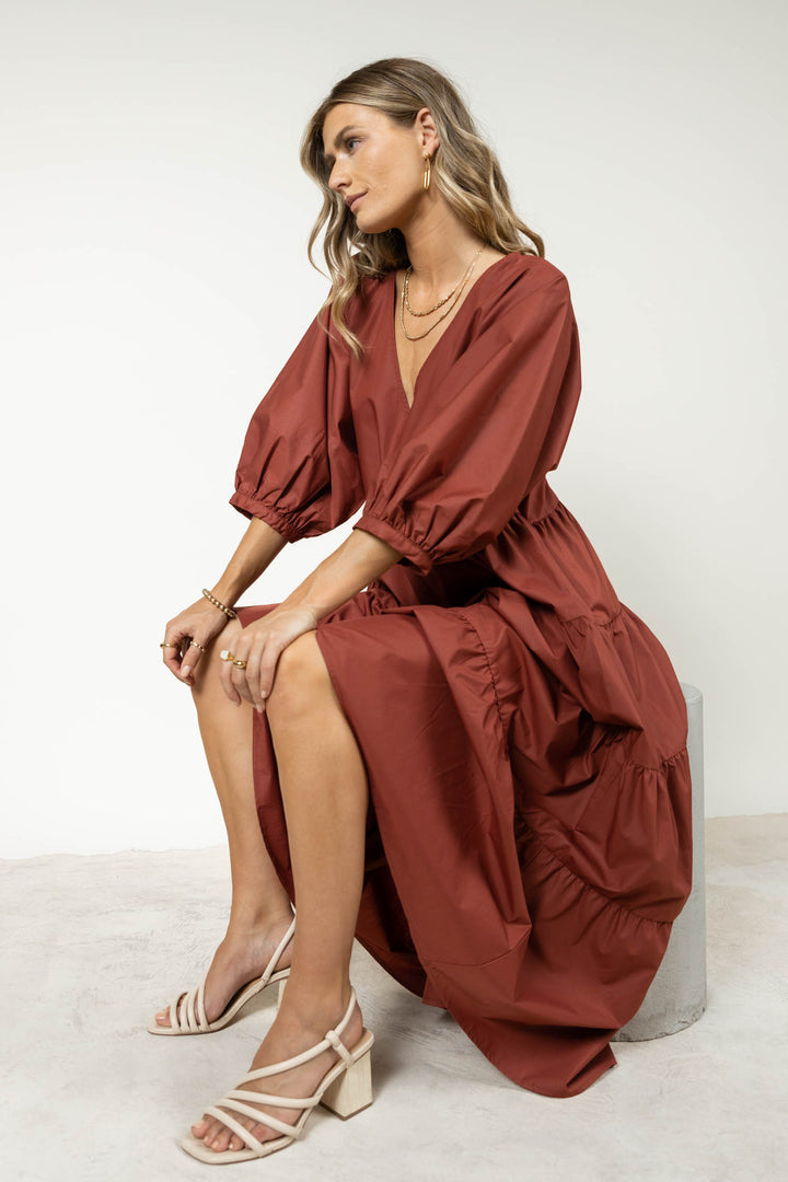 Balloon Sleeve Poplin Dress