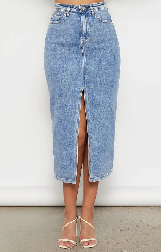 Kay Split Denim Skirt