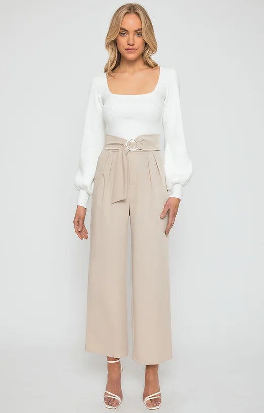 Belted Straight Leg Pants