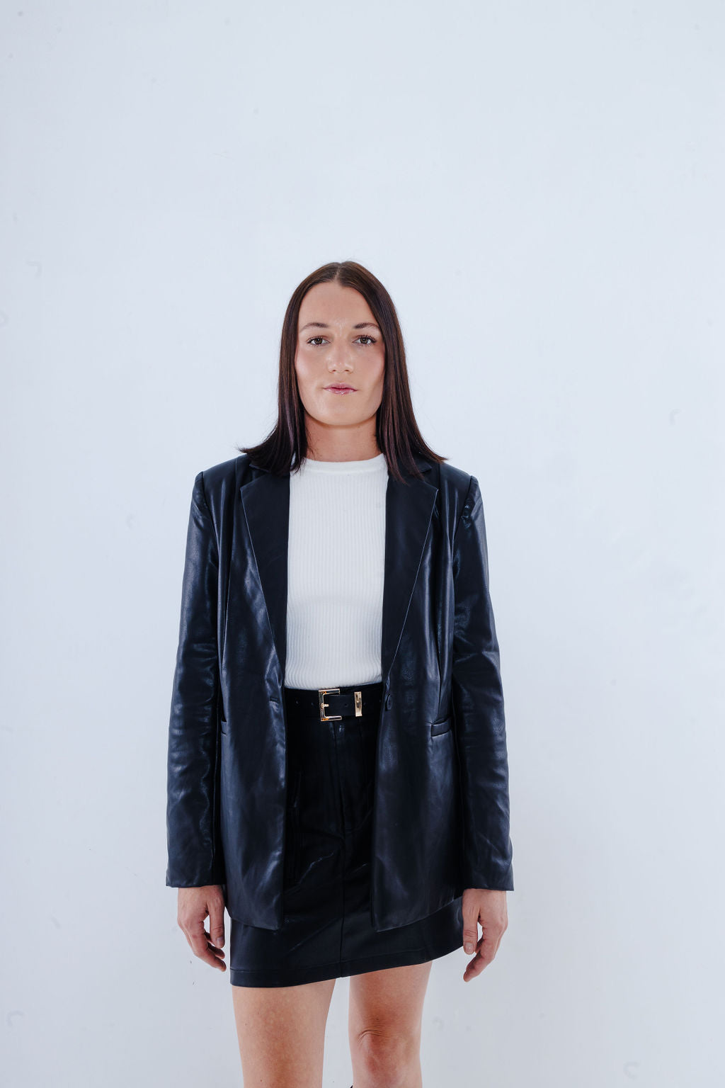 Faux Leather Blazer